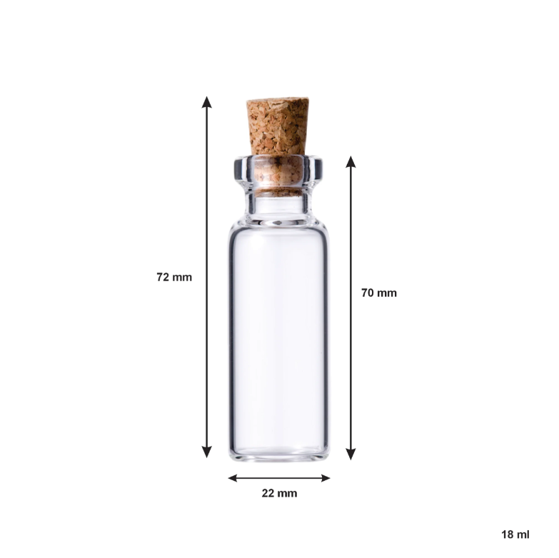 Regent Glass Bottle 18ml with Cork Lid 12pack 10585