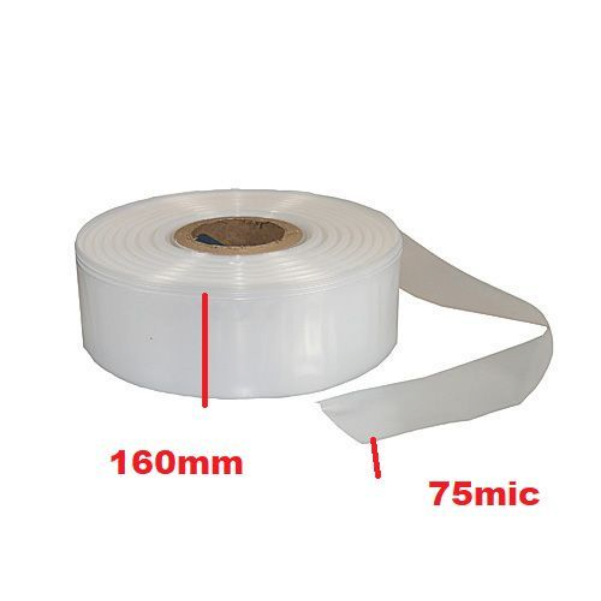 Plastic Flat Tubing Clear 160mmx75mic on Roll ±5kg