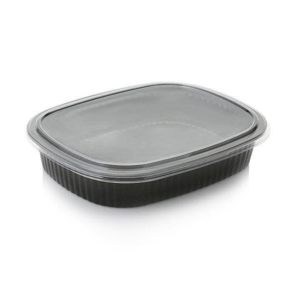 Zibo Oval Lunch Meal Container Tray Black Microwaveable