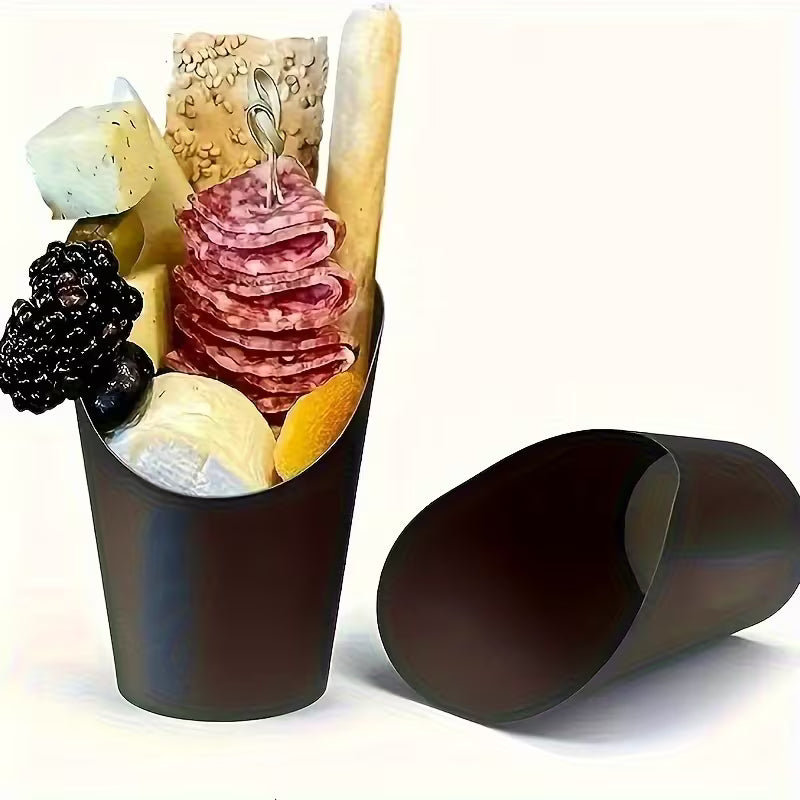 Black Kraft Paper French Fry Chip Cup Large 11.8x6cm 10pack