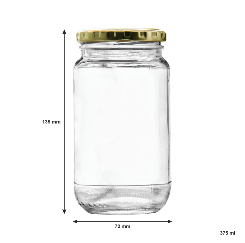 Consol 375ml Glass Jar Sheer with Gold Lid 6pack 27433