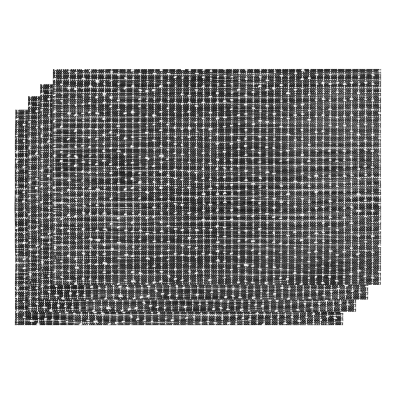 Regent Place mats PVC with Cotton Weave Mottled Black and White Pack Roll