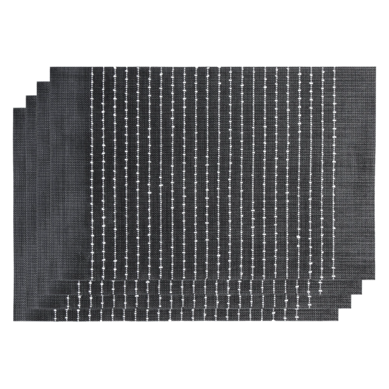 Regent Place mats PVC with Cotton Weave Black and White 4 Pack Roll