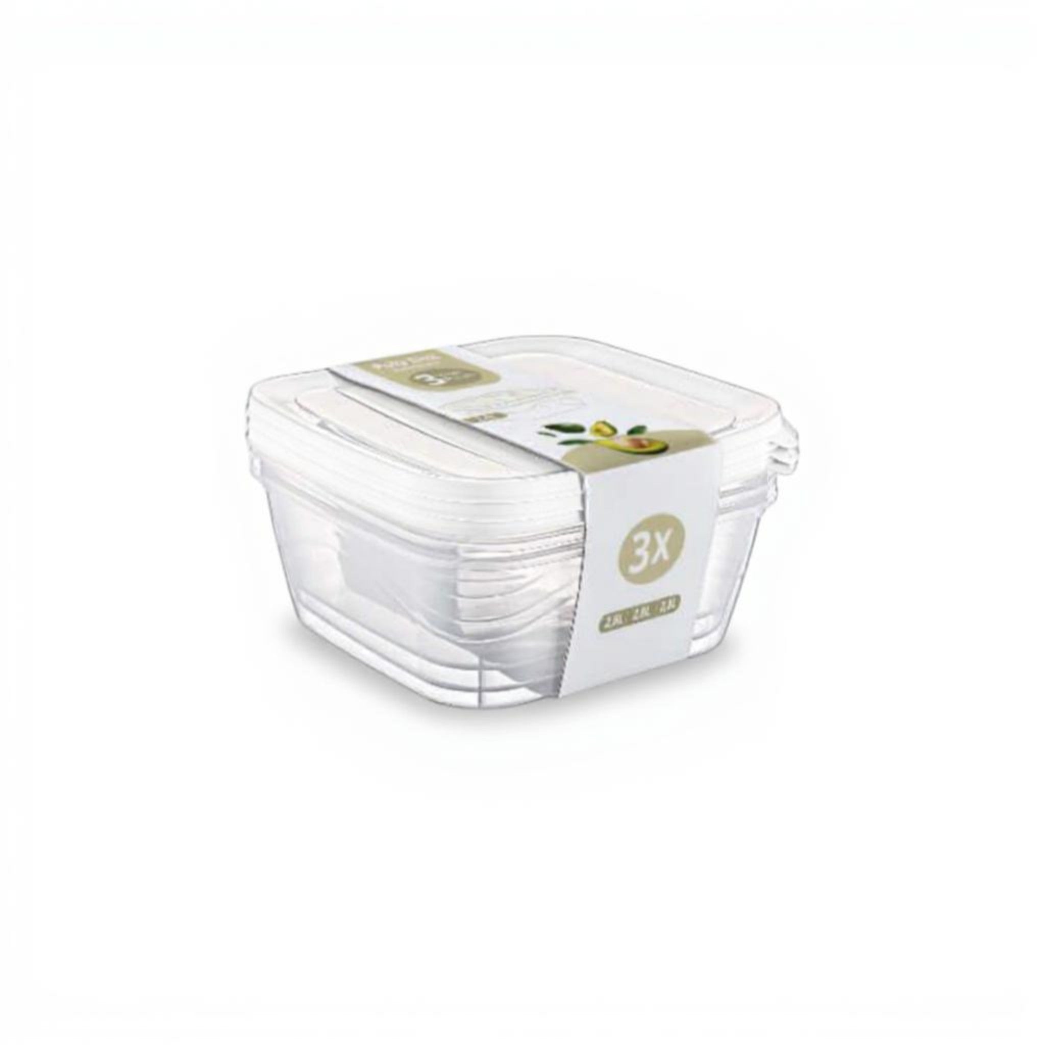 Poly Food Storage Box 3pc Set Square 1 Litre