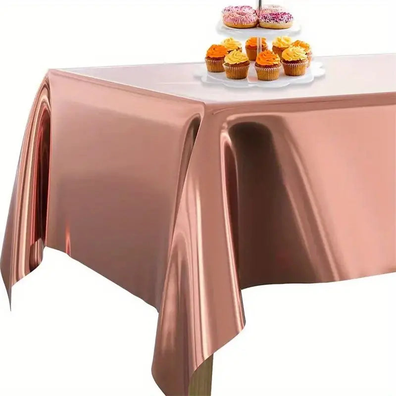 Metallic Plastic Table Cover 137x183cm Rectangular