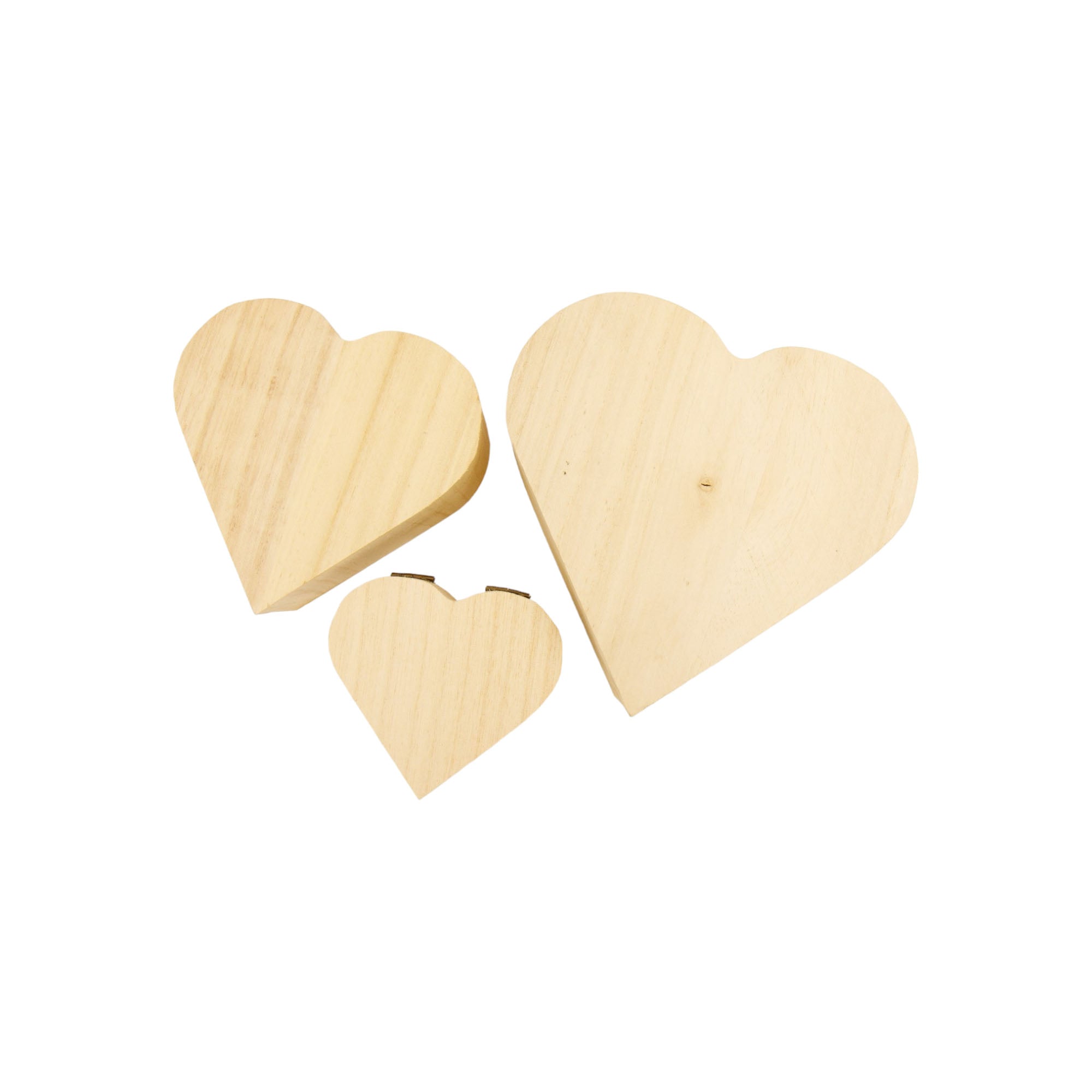 Wooden Jewellery Gift Box 3pc Set Heart Shape