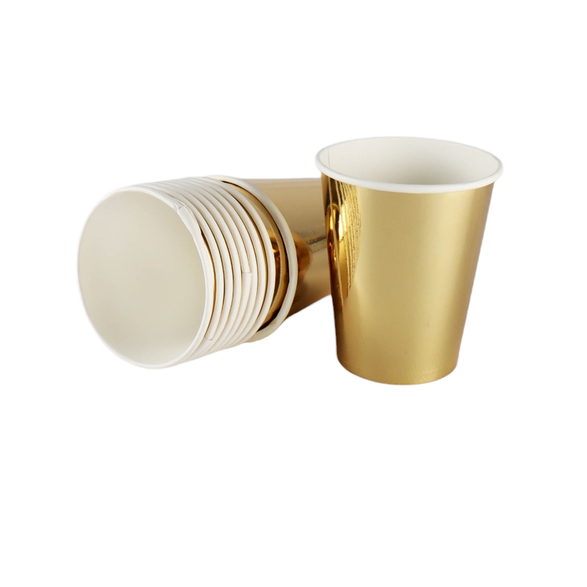 Disposable Party Paper Cups Gold 250ml 10pack