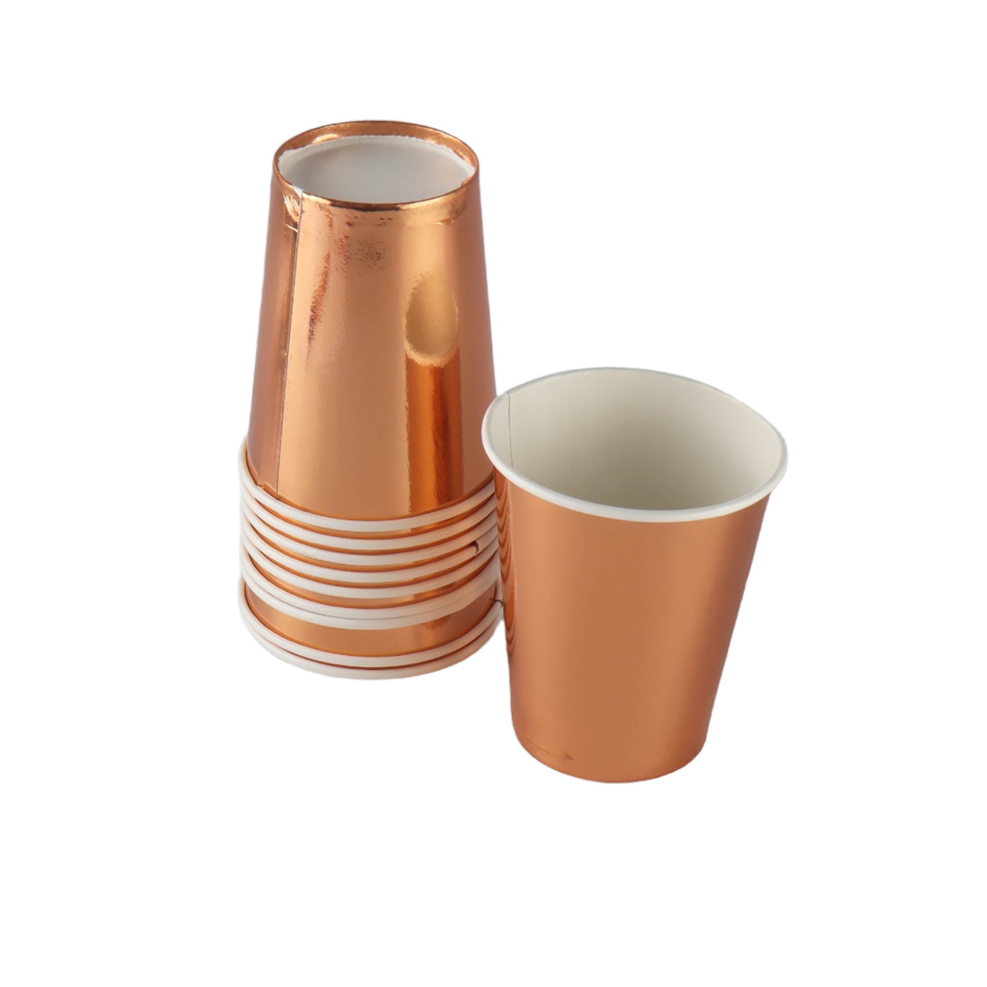 Disposable Party Paper Cups Rose Gold 250ml 10pack