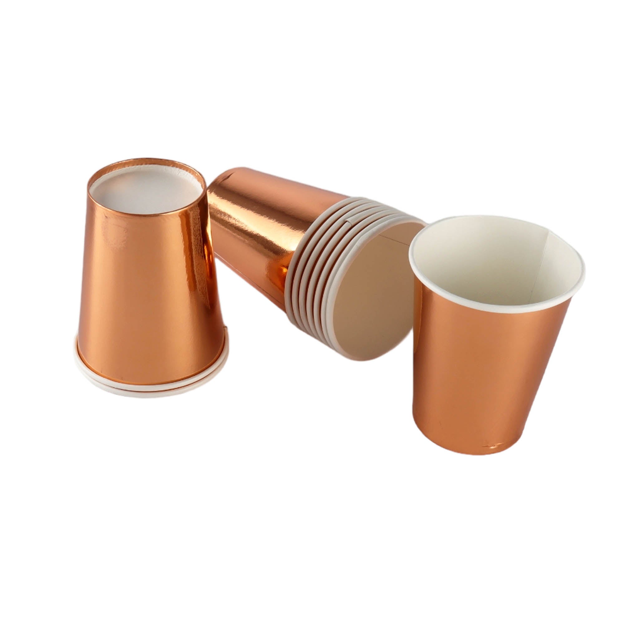 Disposable Party Paper Cups Rose Gold 250ml 10pack