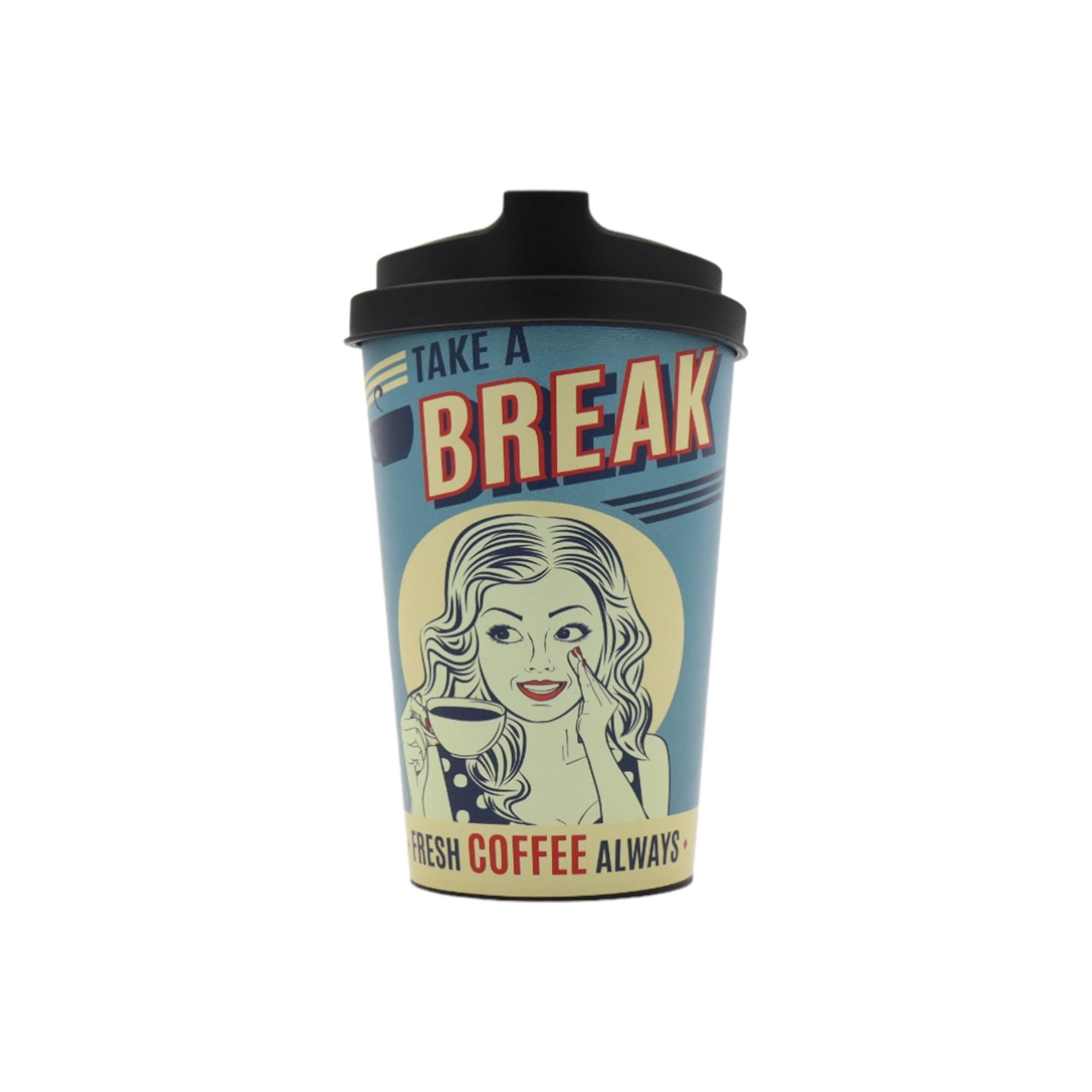 Reusable Takeaway Coffee Cup 340ml Take a Break Design