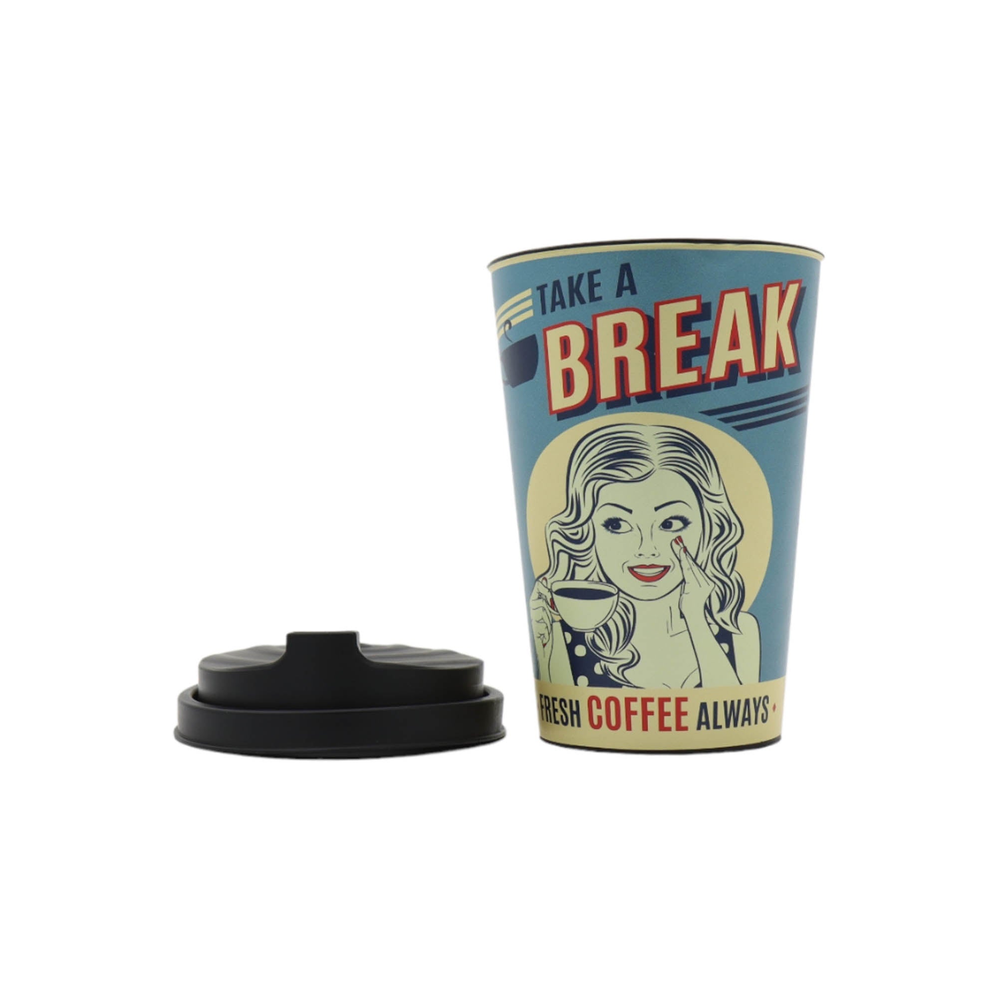 Reusable Takeaway Coffee Cup 340ml Take a Break Design