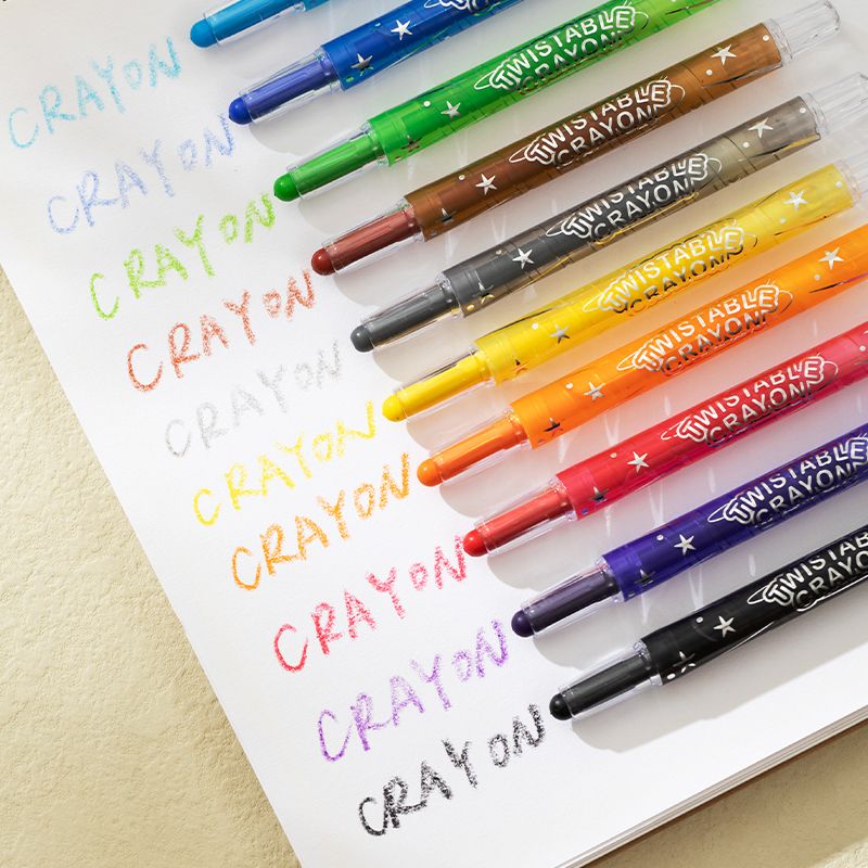 Deli Twistable Crayon Round Barrel Non Toxic 12 Colour