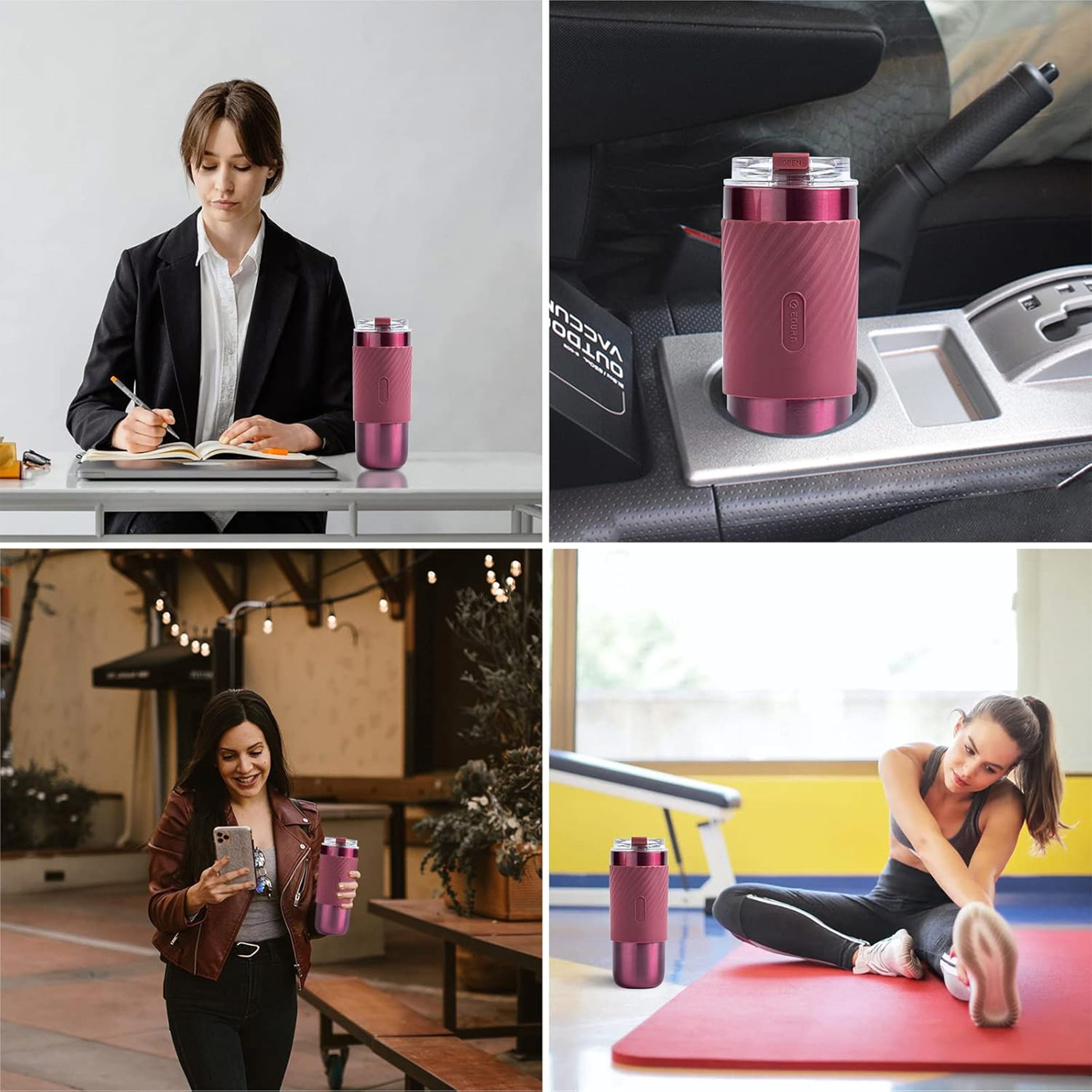 520ml Double-Wall Thermal Tumbler with Silicone Sleeve, Infuser & Retractable Stainless Steel Straw
