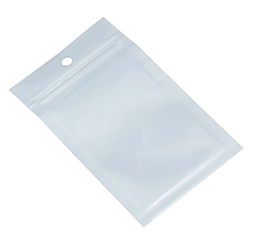 Plastic Zip Lock Bag White / Clear 350g with Hang Hole Resealable 12x20cm 25pack