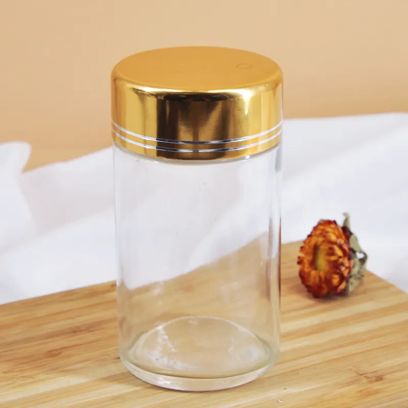 100ml Glass Cosmetic Jar Bottle with Gold Metallic Lid