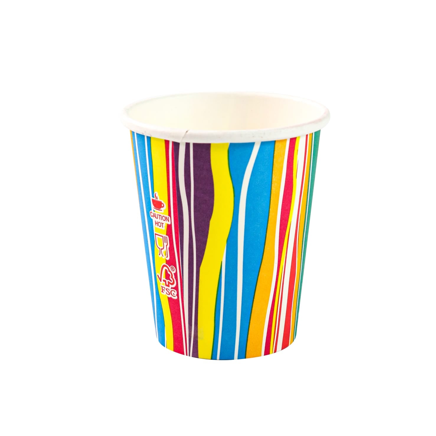 350ml Paper Coffee Cups Single Wall Colour Stripes 5pack