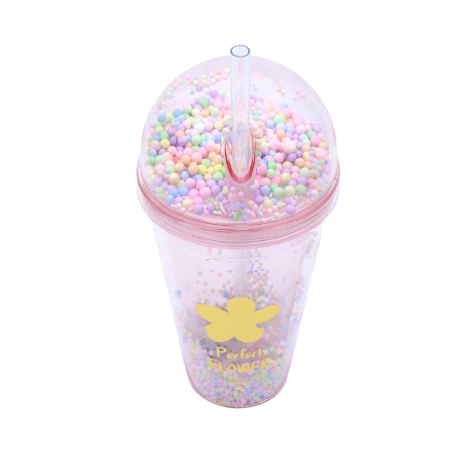 Acrylic Bubbles Straw Smoothie Bottle 450ml Double Wall