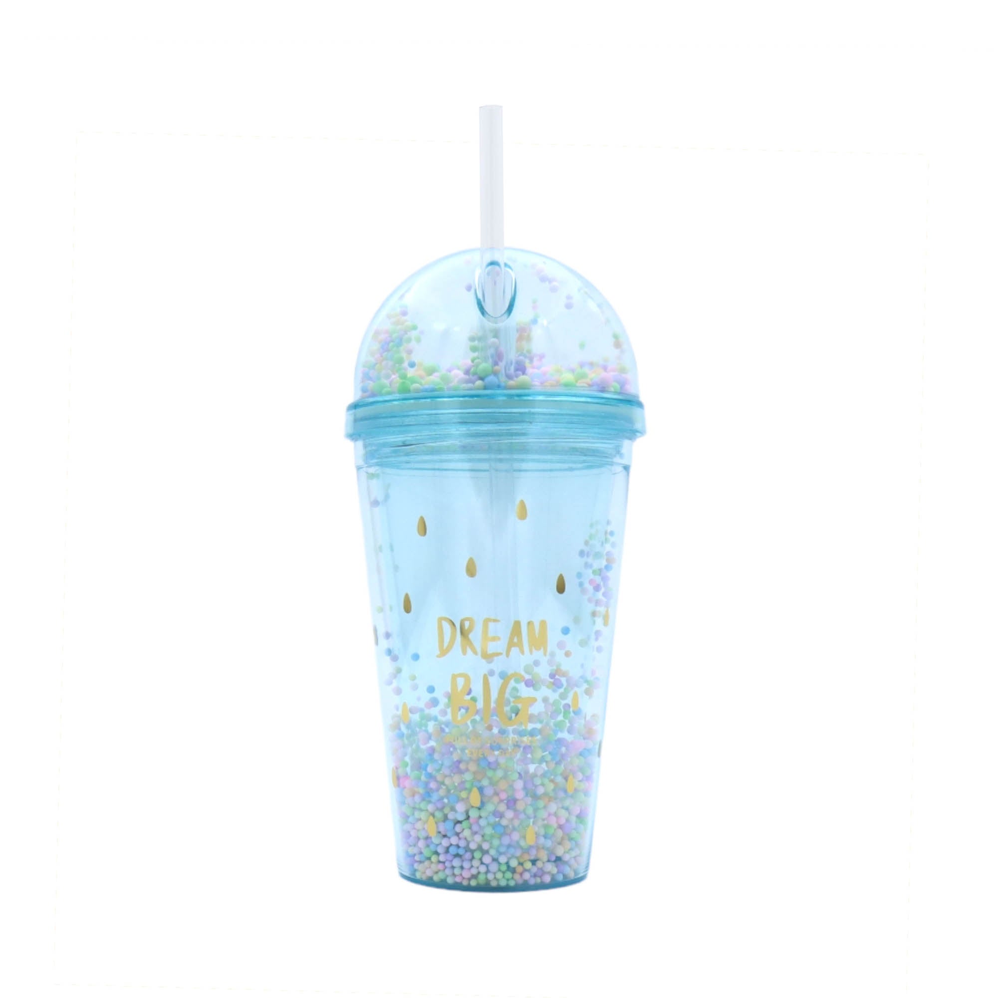 Acrylic Bubbles Straw Smoothie Bottle 450ml Double Wall