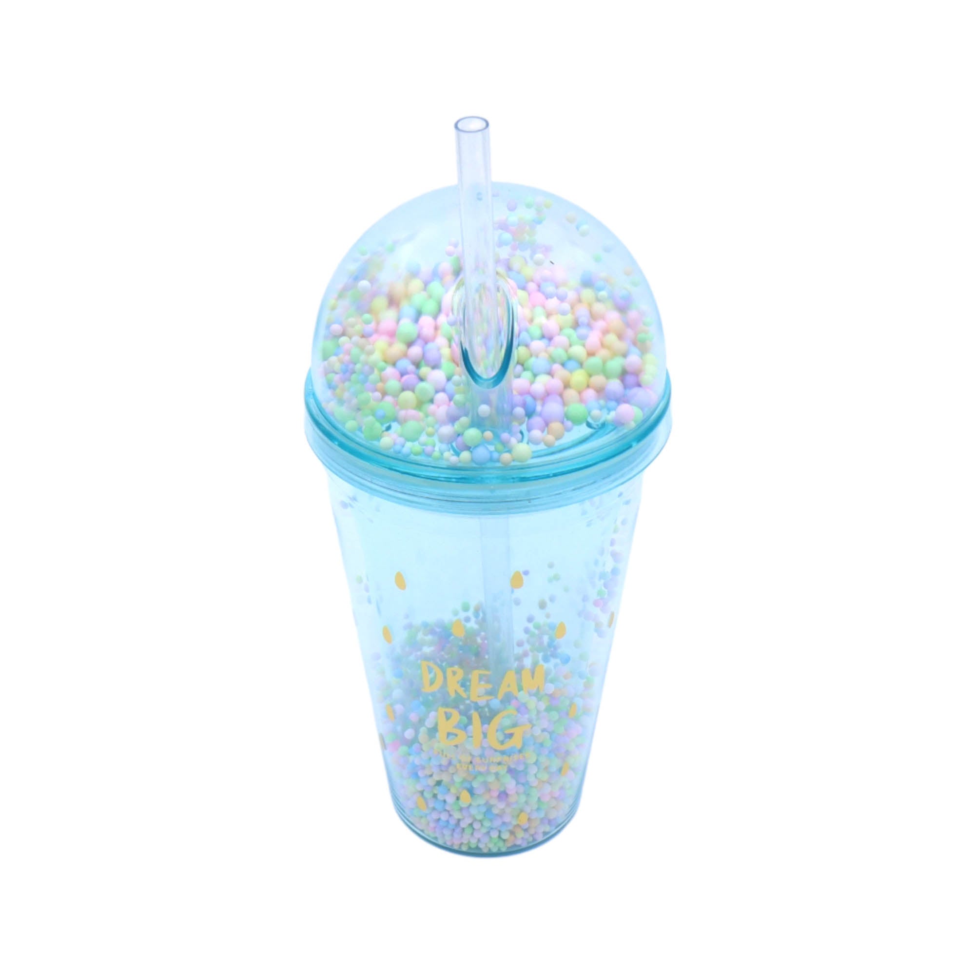 Acrylic Bubbles Straw Smoothie Bottle 450ml Double Wall