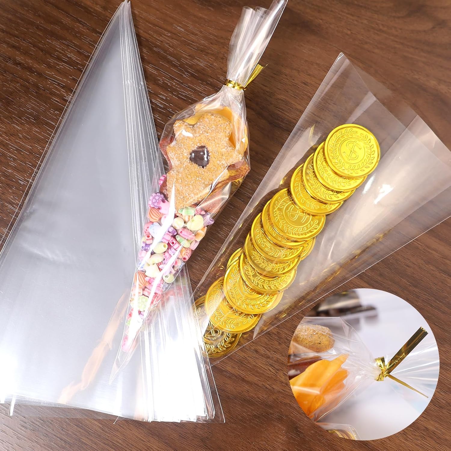 LDPE Plastic Piping Cone Bags Transparent 100pack