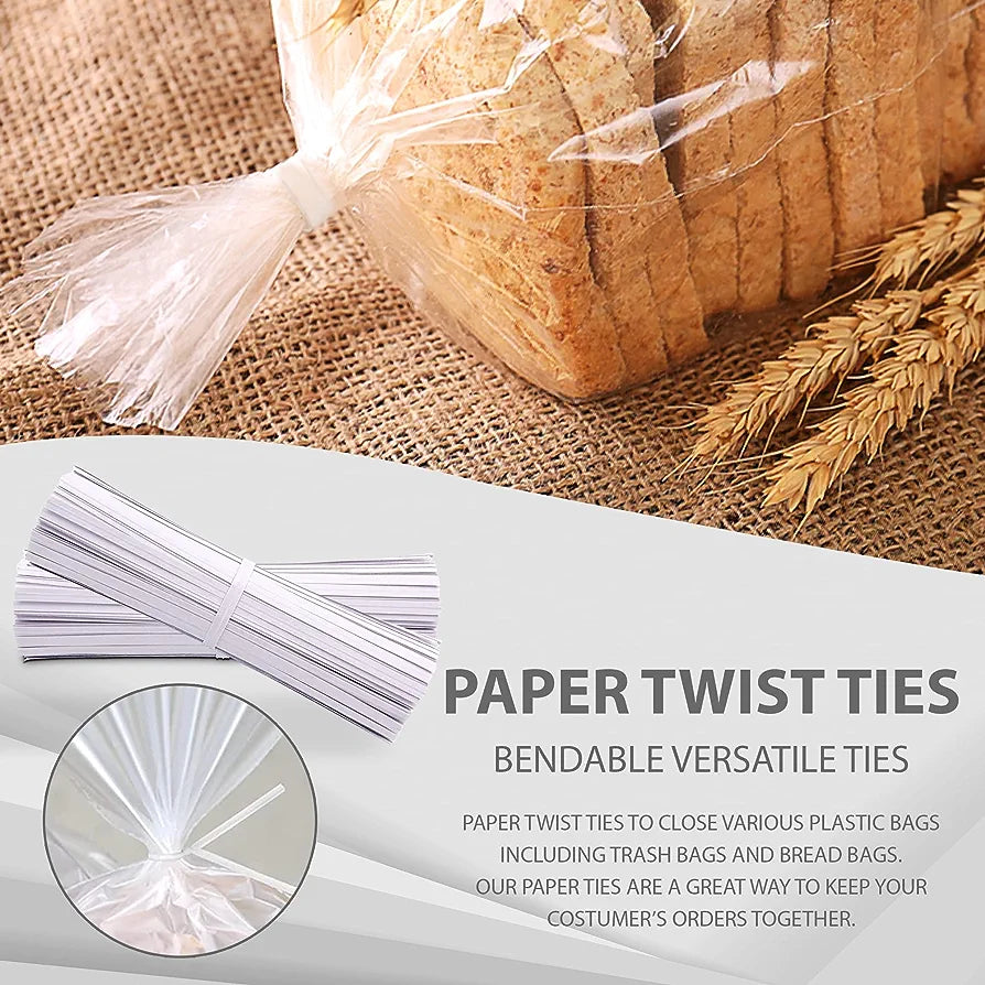 White Paper Twist Ties 4x75mm 1000pack