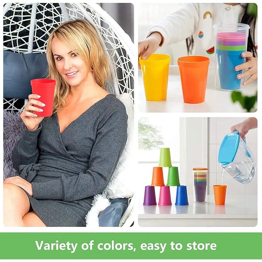 Rainbow Plastic Tumbler Set 200ml Reusable 6pack