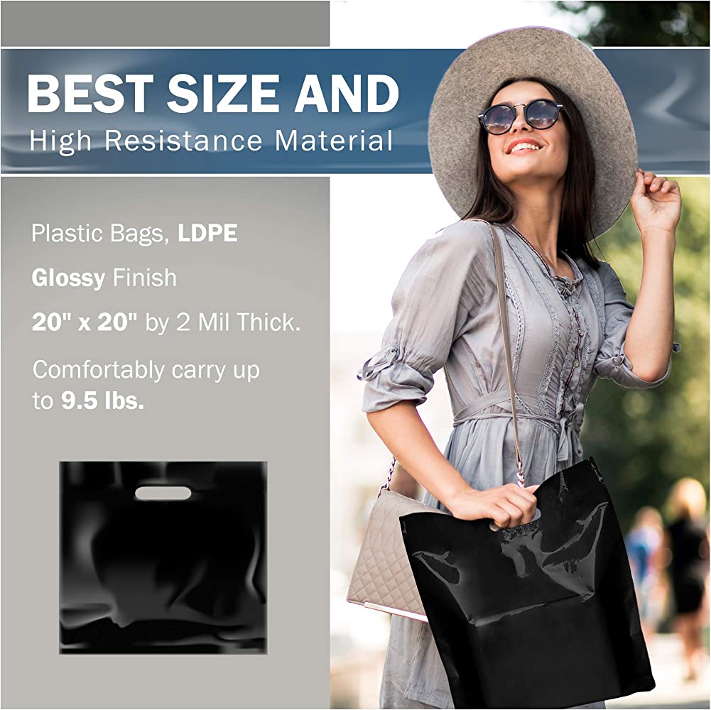 Plastic Boutique Bags 350+100x500mm 75mic 100pack