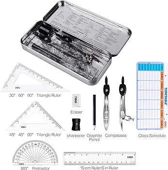 Deli Maths Set Metal Box 9pc Set