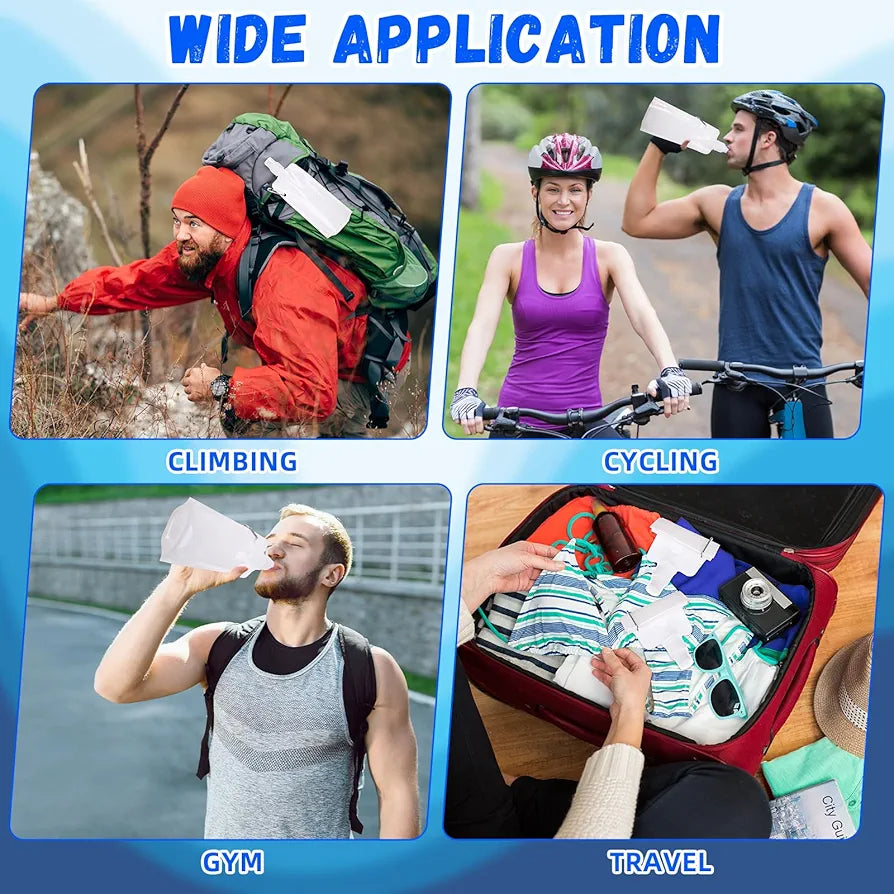 500ml Travel Drinking Pouch Bag Foldable with Pushup Spout & Hanging Clip