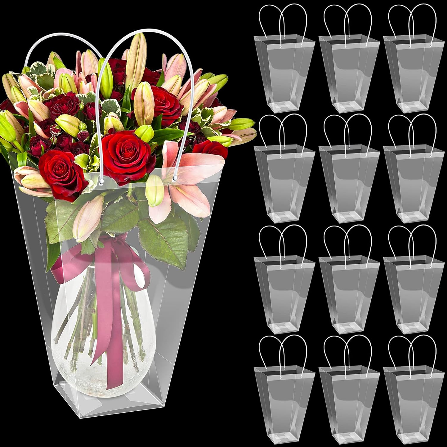 PVC Gift Florist PP Bag Frosted with Handle