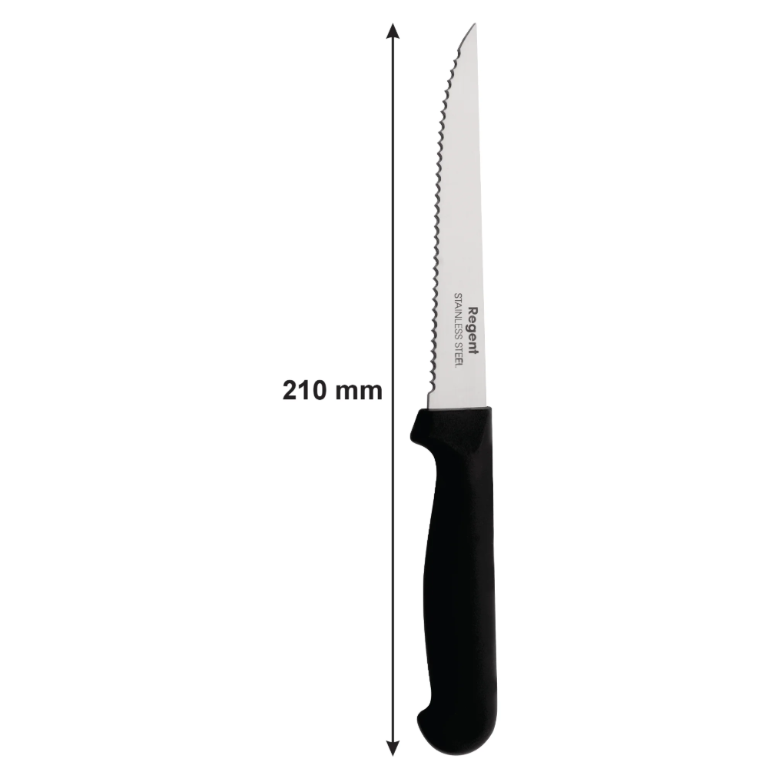 Regent Kitchen Steak Knife With Pointed Tip and Black Hand 6PAck 21207