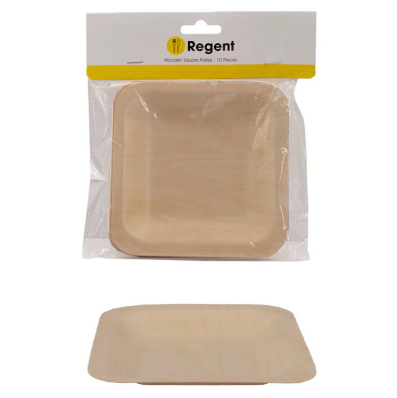 Regent Disposable Wooden Square Plates 10pack