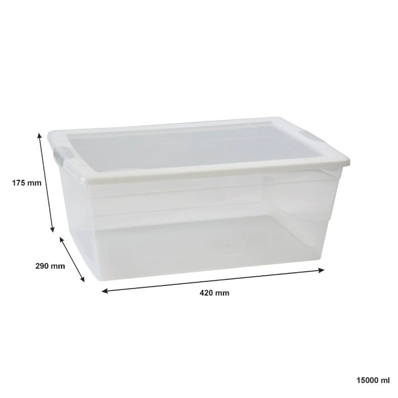 Regent 15L Plastic Key Rectangular Storage Utility Container Box