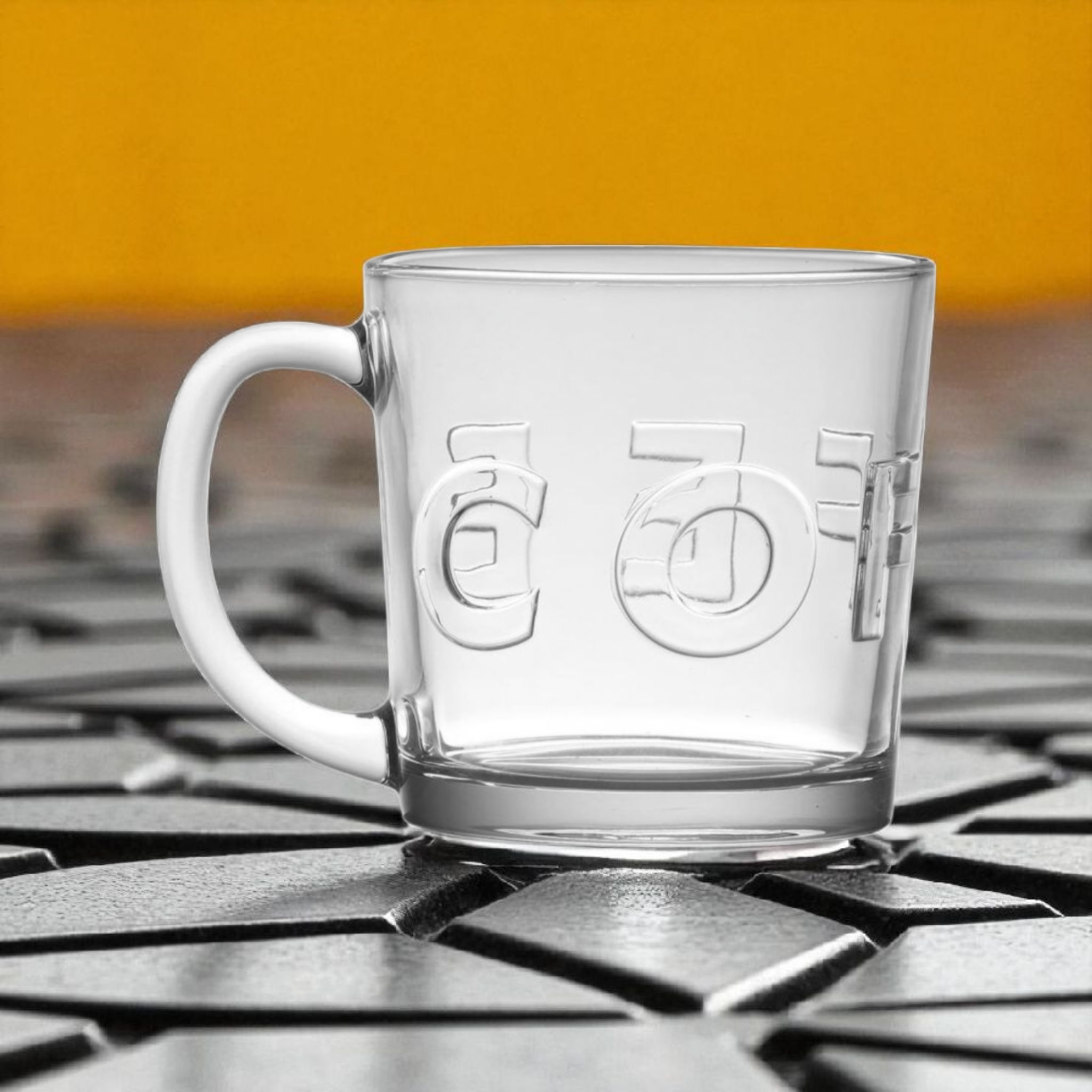 Regent Glass Coffee Mug 380ml Embossed 4pack