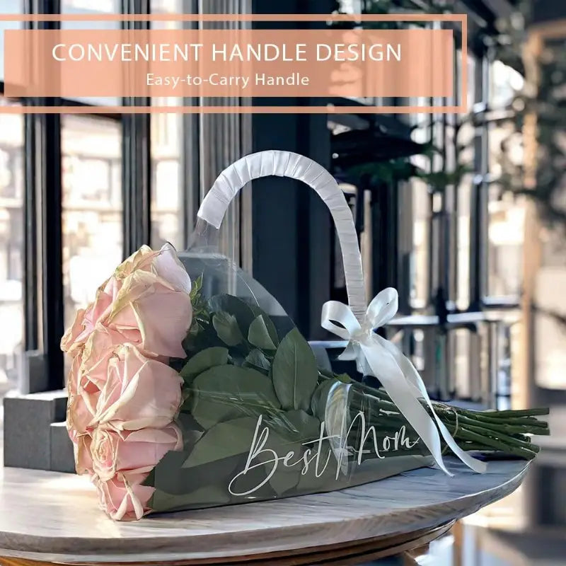 PVC Flower Bouquet Gift Bags Clear with Handle 78x30cm