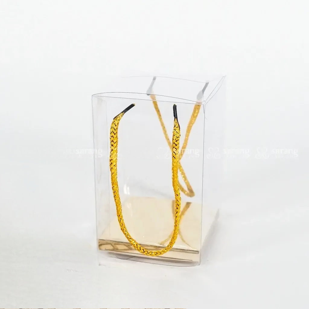 PVC Gift Box Transparent with Gold Cardboard Base & Rope String Handle 12pack