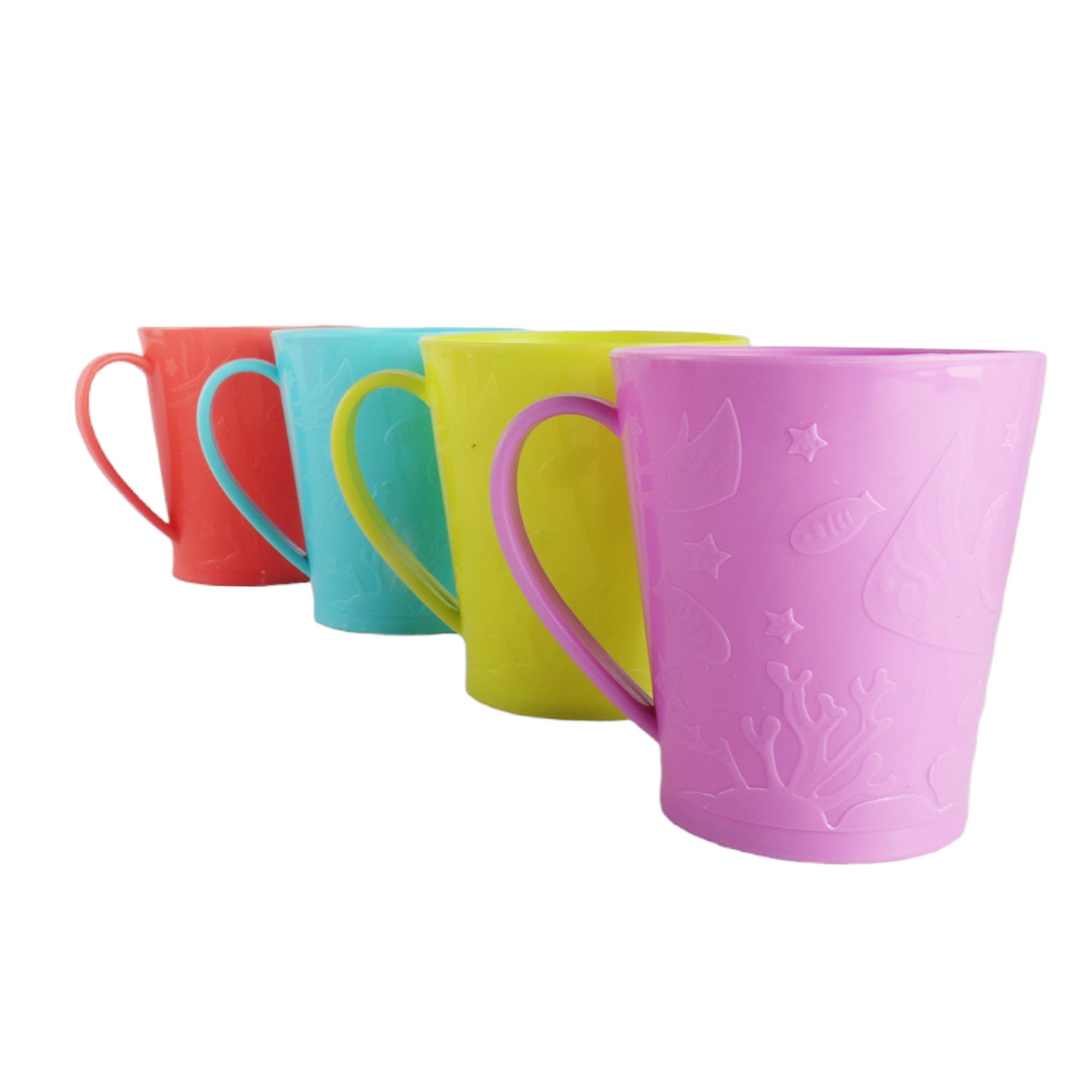 Plastic Reusable Mug Cup with Handle 250ml 12pack
