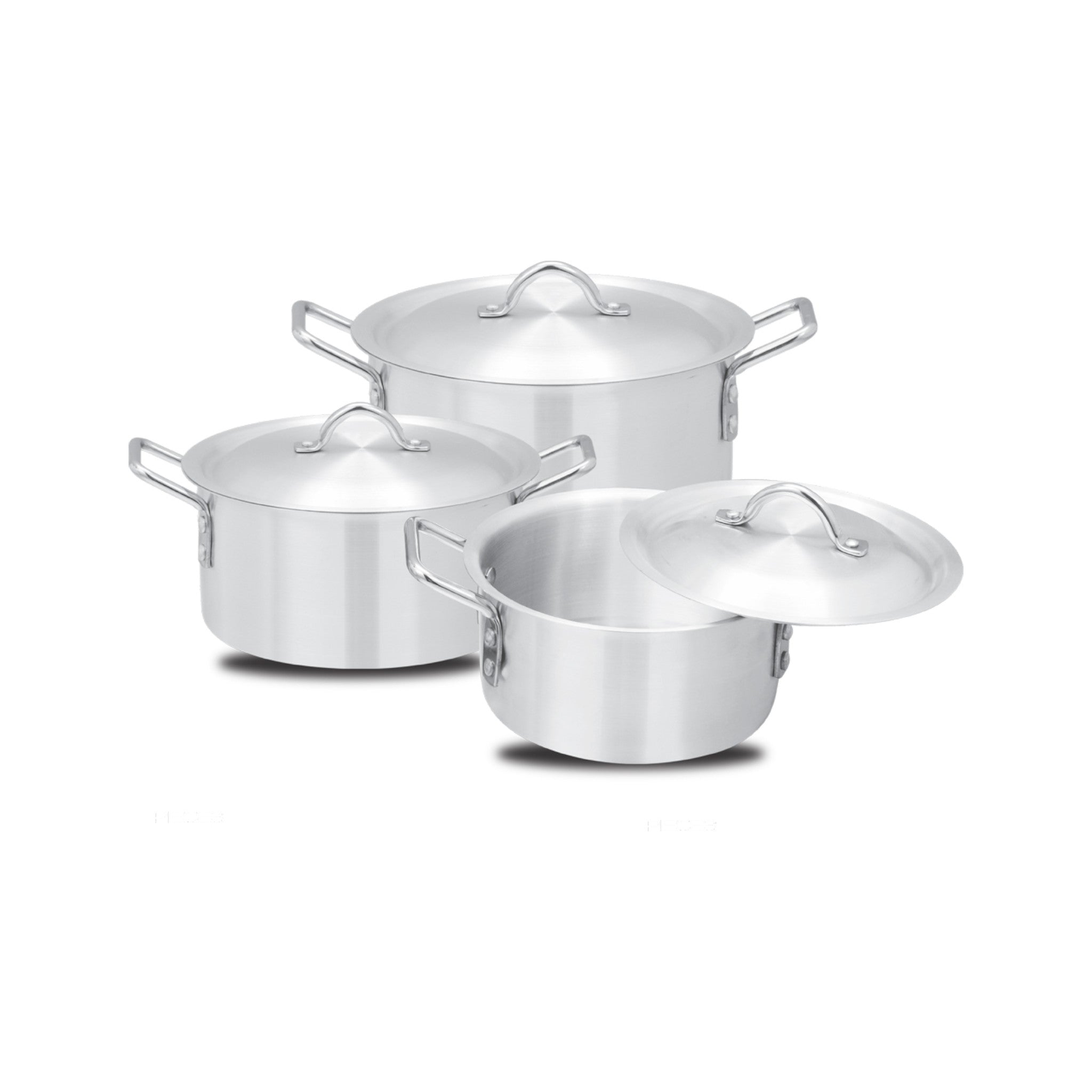 Heavy Duty Aluminum Cookware Pearl Stock Pots 3Pcs