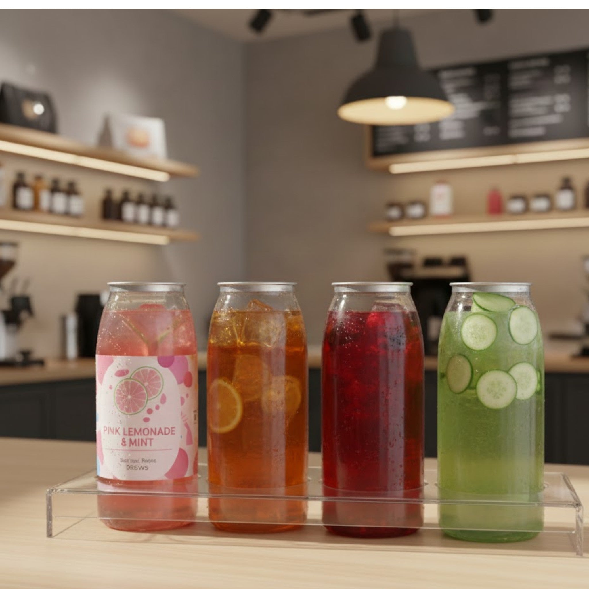 500ml Food Grade Plastic Drinking Clear Can with Aluminium Pull Tab Lid