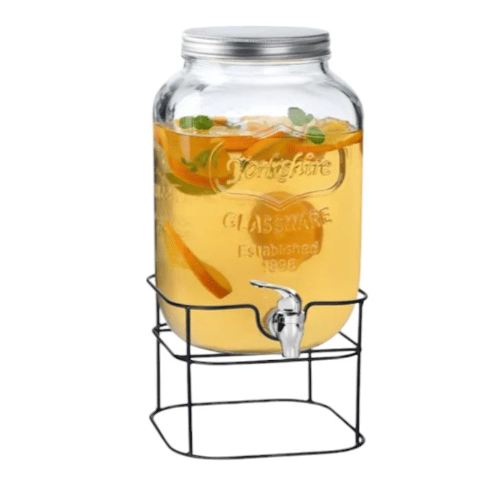 Continental Homeware Glass Beverage Dispenser with Metal Stand