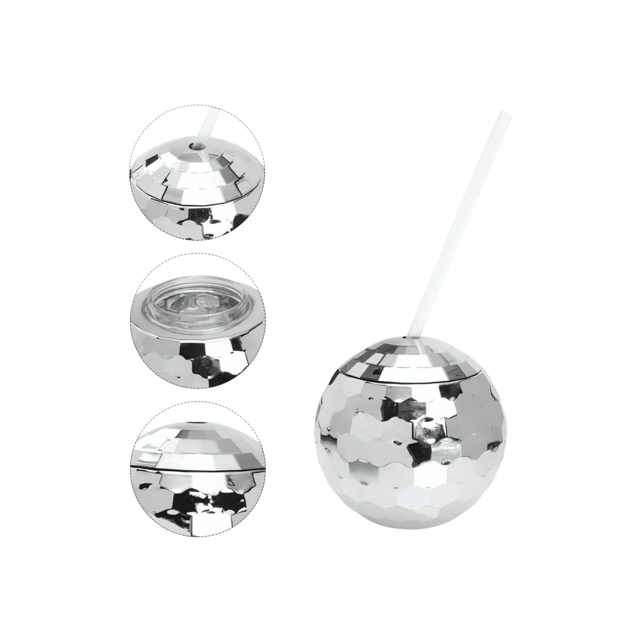 Disco Ball Smoothie Tumbler 550ml with Straw