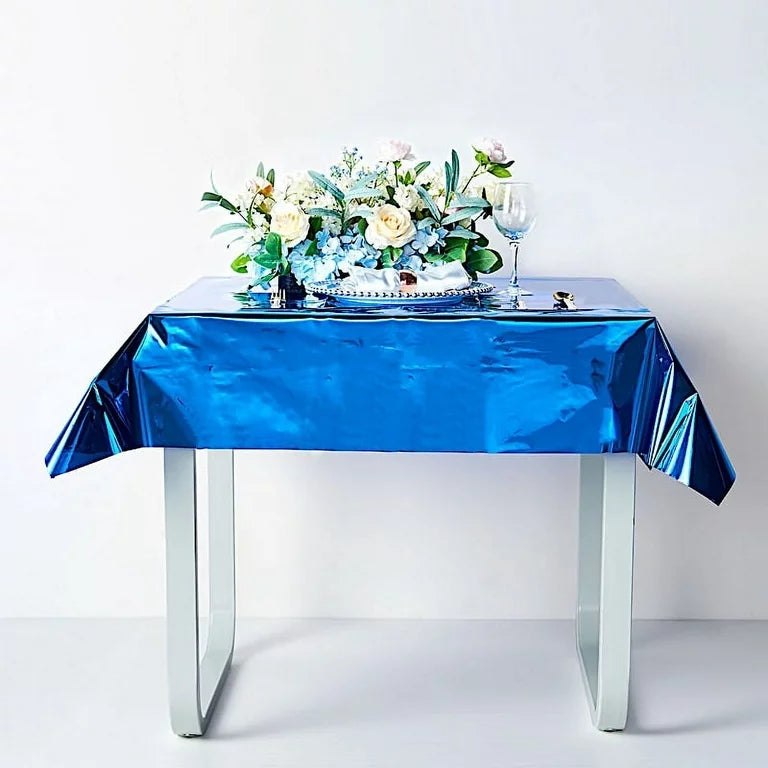 Metallic Plastic Table Cover 137x183cm Rectangular