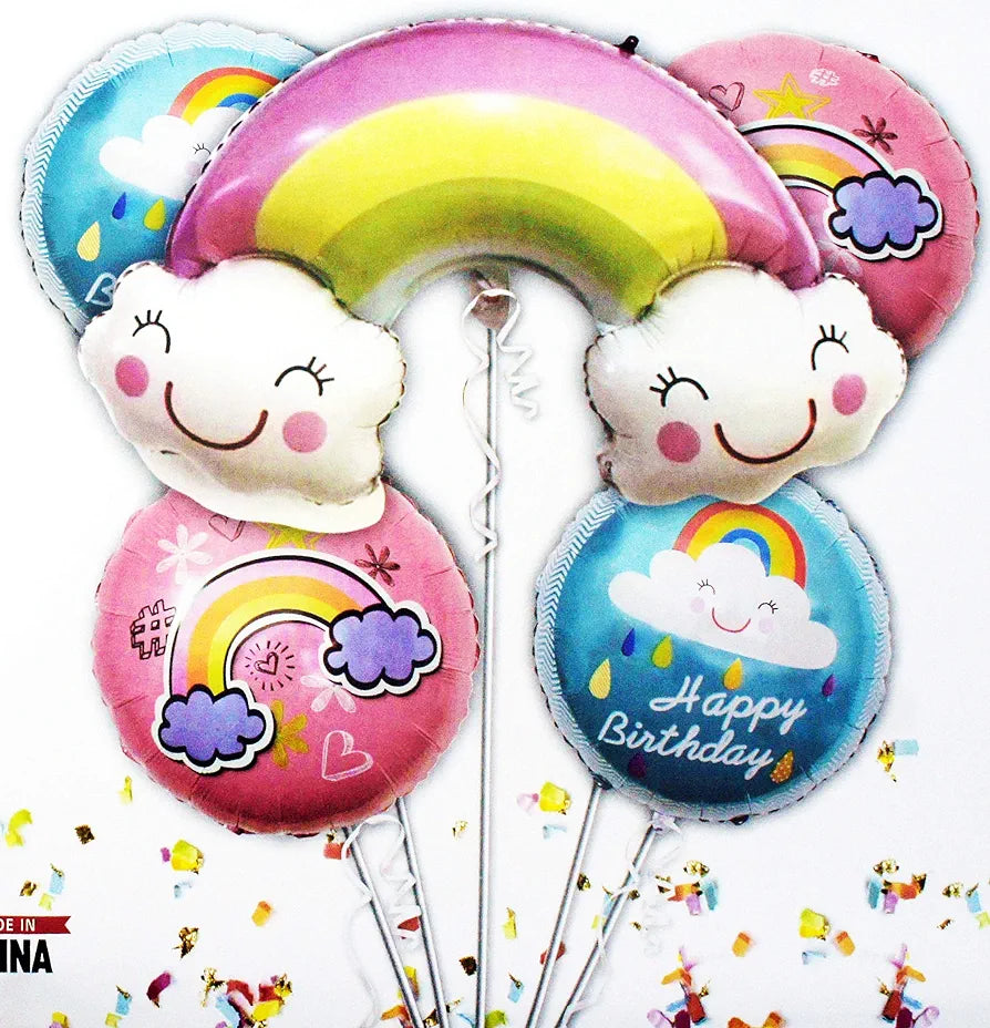 Foil Balloons Rainbow Bouquet Cloud Shape 5pc Set