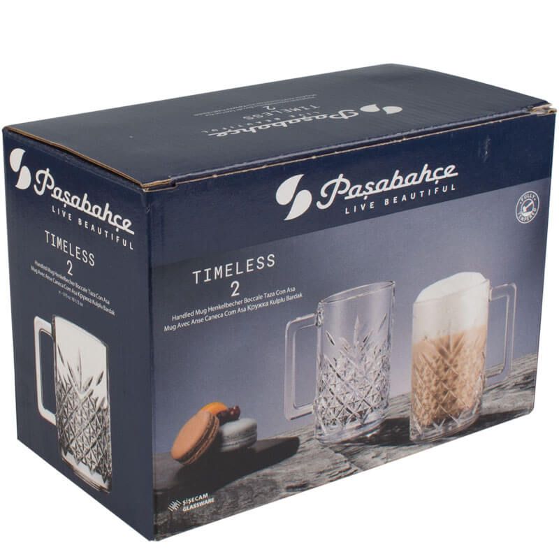 Pasabahce Timeless Handelded Cafè Latte Coffee Mug 315ml 2pcs