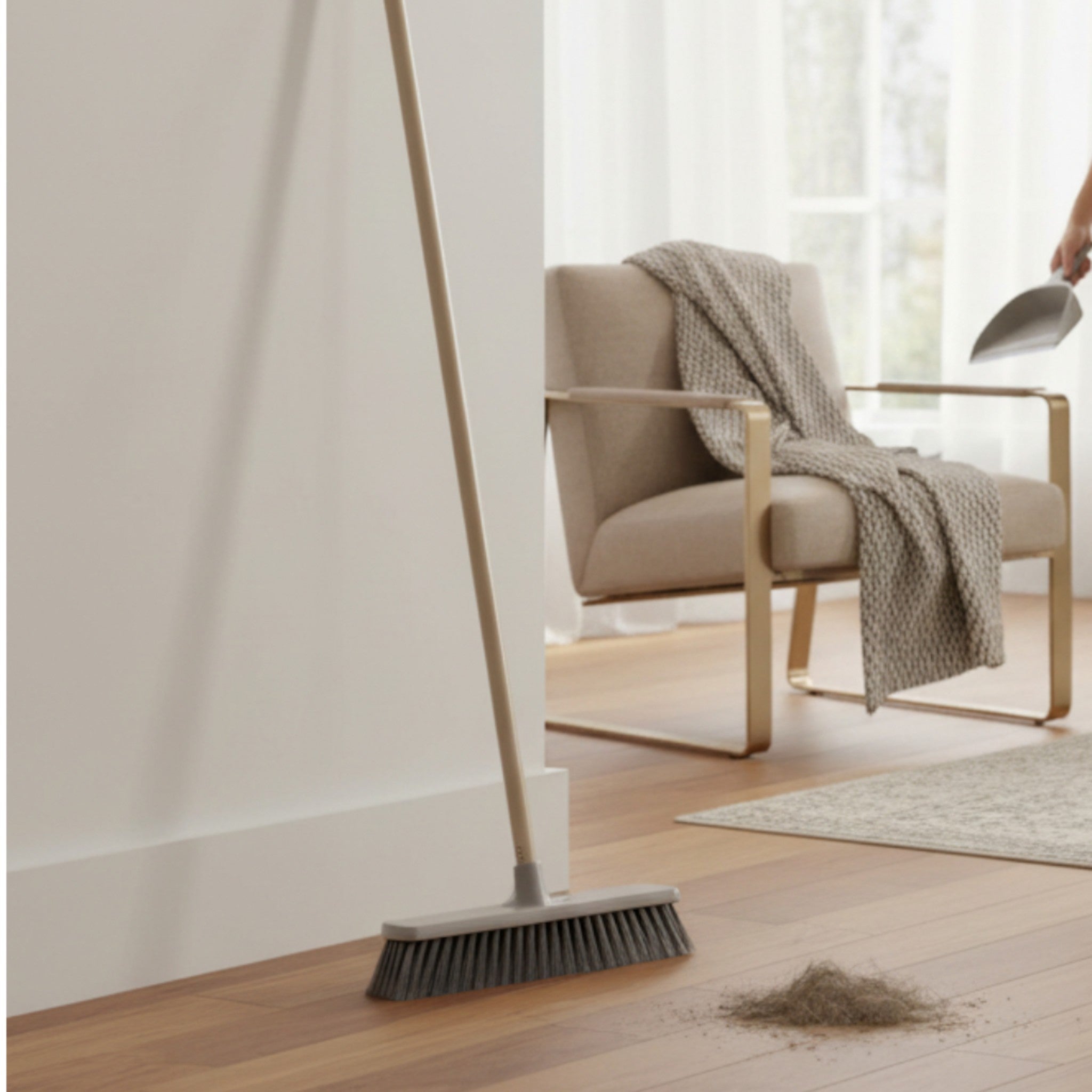 Household Outdoor Hard Floor Broom with Steel Stick 381