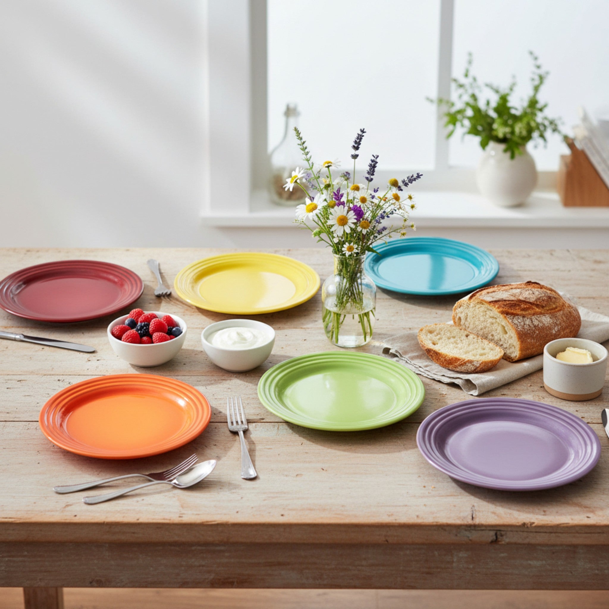 Rainbow Collection Desset Plates 23cm 6pc Set