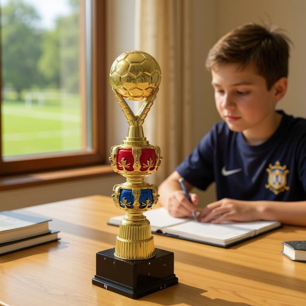 Gold Plastic Soccer Trophy Cup with Black Base 37.5cm