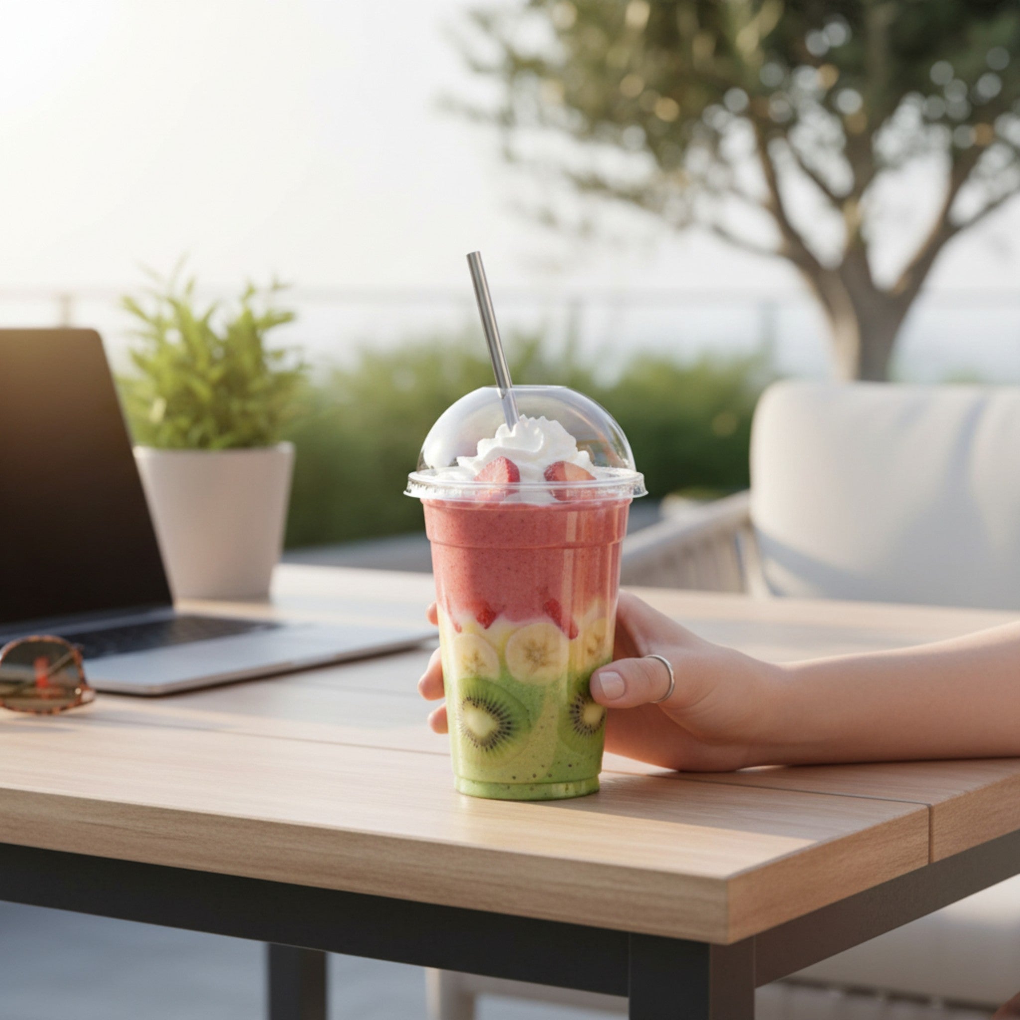 700ml Disposable Plastic Smoothie Clear Cup with Dome Lid 10pack