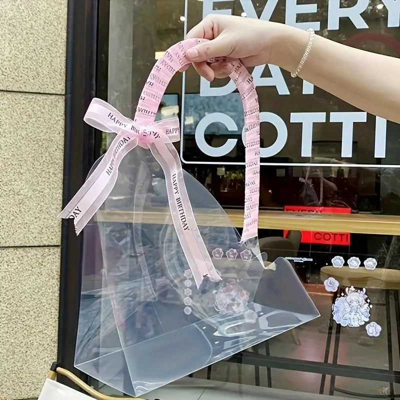 PVC Flower Bouquet Gift Bags Clear with Handle 78x30cm