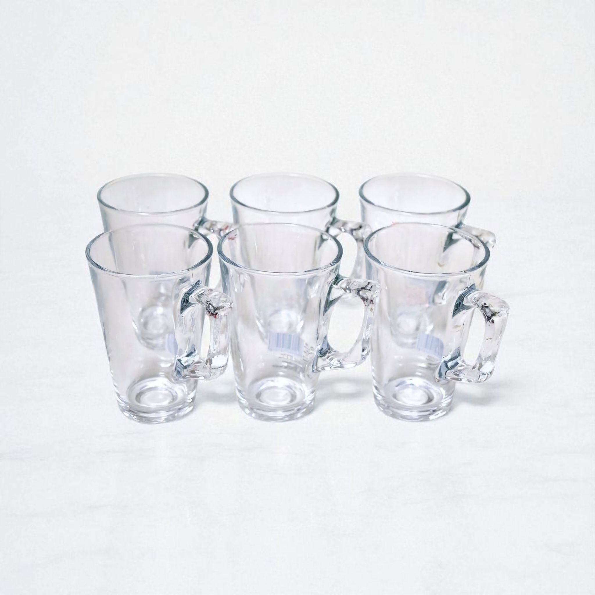 Glass Latte Coffee Mug 220ml V-Shaped 7x11cm 6pack